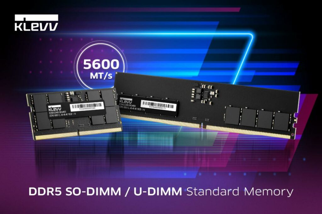 KLEVV Launches New 5600MT/s DDR5 Standard Desktop/Laptop Memory￼